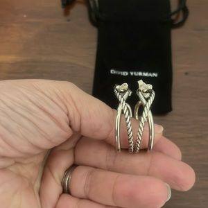 David Yurman Crossover Hoop Earrings silver
